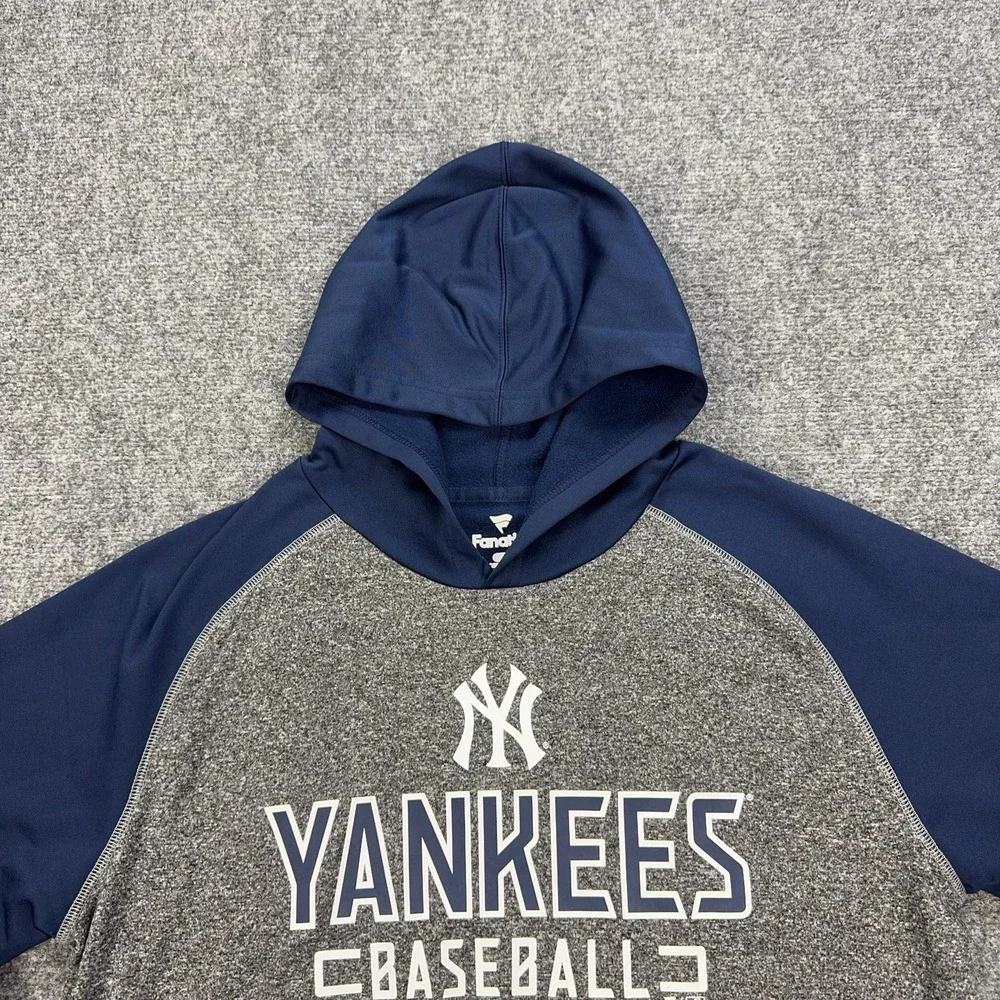 New York Yankees Hoodie Mens Large Blue Gray MLB Baseball Fanatics Pullover
